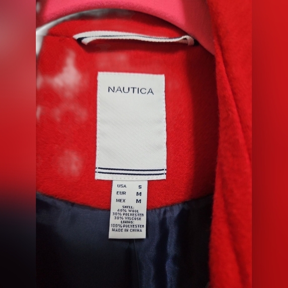 Red Nautica Double Breasted Pea Coat. - Picture 6 of 6